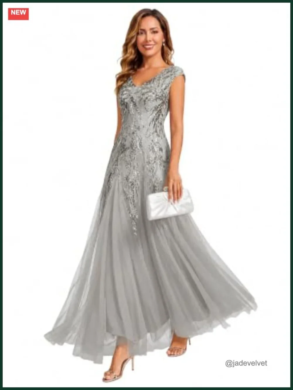 Sleeveless Sequin Maxi Formal Gown Mother of Bride Dress